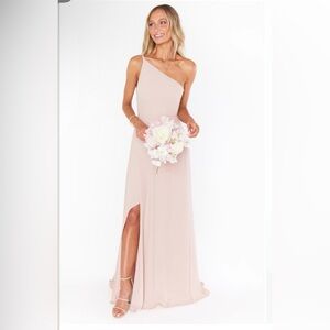 Shannon One Shoulder bridesmaid dress in dusty rose